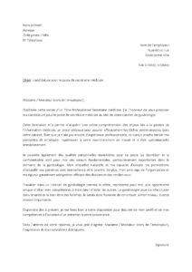 Lettre de motivation de secrétaire médicale dans un cabinet de gynécologie en candidature spontanée