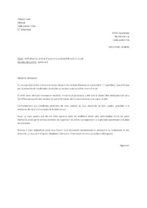 Modèle lettre de résiliation assurance auto MMA suite vol du véhicule