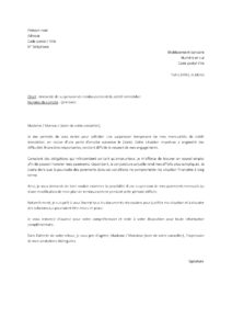 Lettre de demande de suspension de crédit immobilier en raison perte emploi