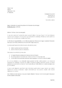 Lettre contestation rapport expert montant indemnisation assurance auto