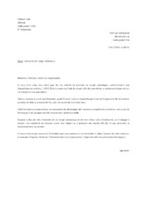 Lettre de demande de congé sabbatique pour suivre une formation en cuisine