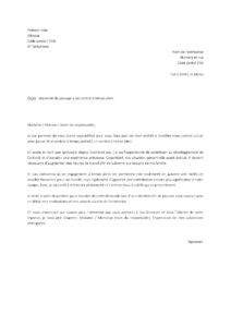 Lettre pour demander à passer à un temps plein pour subvenir besoins de la famille