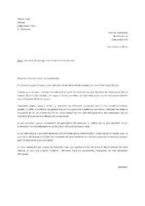 Lettre pour demander passage horaire de travail jour raison grande fatigue troubles sommeil