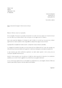 Lettre solliciter aménagement des heures de travail pour répondre besoins des clients