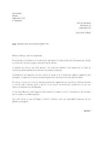 Lettre démission d’un CDI avec préavis entamer reconversion professionnelle