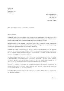 Lettre motivation Parcoursup BTS Commerce International chargé d’affaires internationales