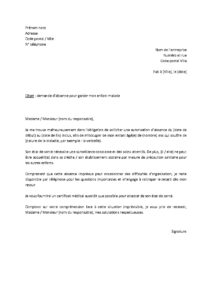 Lettre demande autorisation absence pour s’occuper enfant malade