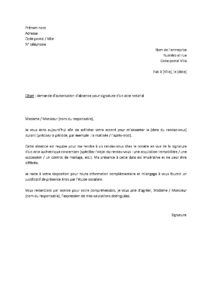 Lettre demande autorisation d’absence travail pour signature acte chez notaire