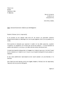 Lettre demande d’autorisation d’absence travail déménager nouveau logement