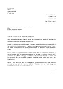Lettre demande d'autorisation de découvert bancaire dépenses rentrée scolaire