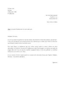 Lettre demande d’autorisation de sortie de l’école rendez-vous médical