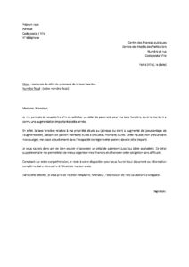 Lettre demande délai paiement taxe foncière justifiée forte augmentation taxe