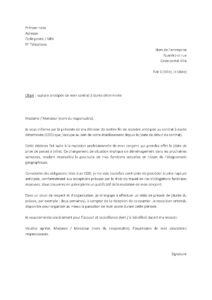 Lettre rupture anticipée CDD avec préavis pour suivre conjoint muté autre région