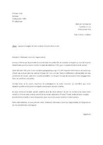 Lettre rupture anticipée CDD sans préavis raison mutation géographique non prévue contrat