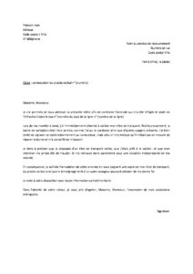 Lettre contestation amende dans bus RATP panne borne validation