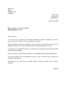 Lettre contestation radiation France Travail non-actualisation hospitalisation