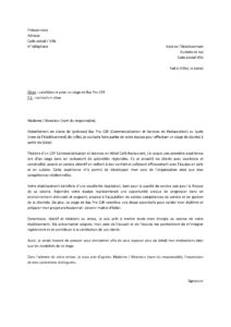 Lettre motivation pour stage Bac Pro CSR dans restaurant