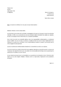 Lettre demande changement jours repos travail raison rendez-vous médicaux réguliers