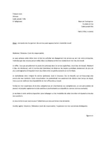 Lettre demande changement service motivé par besoin rapprocher domicile 