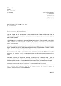 Lettre motivation pour faire stage CAP AEPE dans centre de loisirs