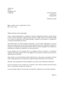 Lettre motivation pour stage Bac Pro AGorA dans association locale