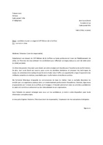 Lettre motivation pour stage CAP Métiers Coiffure dans salon Jean Louis David
