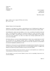 Lettre motivation pour stage CAP Métiers Coiffure dans salon pour femmes