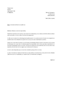 Lettre demande bilan compétences pour identifier points forts axes progression