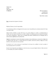 Lettre demande changement bureau bénéficier meilleur accès Internet Wi-Fi