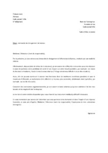 Lettre demande changement bureau pour raisons mobilité réduite