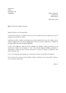 Lettre demande changement bureau pour rapprocher collaborateurs