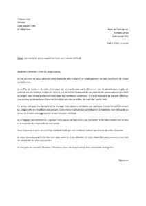 Lettre demande pause supplémentaire travail raison maux dos chroniques