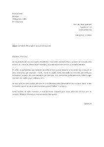 Lettre de demande d'inscription à la cantine certains jours semaine