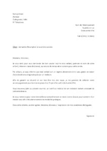 Lettre demande d'inscription à la cantine enfant intolérant gluten
