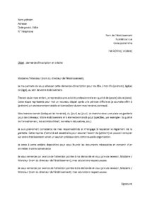 Lettre demande d’inscription à la garderie mère isolée reprenant activité professionnelle