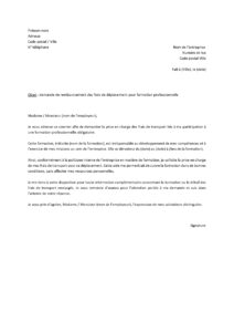 Lettre demande prise charge frais de transport pour suivre formation professionnelle obligatoire
