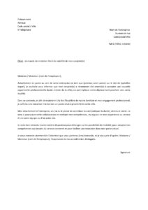 Lettre demande mutation professionnelle afin suivre conjoint dans mobilité professionnelle