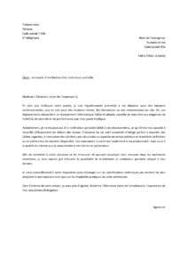 Lettre demande ordinateur portable pour assurer missions déplacement