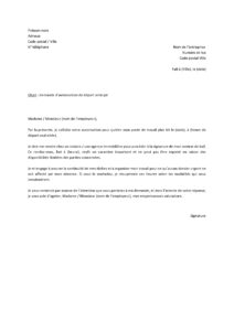 Lettre demande pour quitter travail plus tôt vue signer contrat de bail