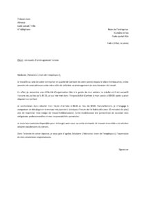 Lettre pour demander commencer travail plus tard raison l'ouverture tardive crèche