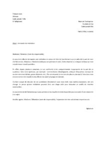 Lettre demande médiation pour faits harcèlement chef service
