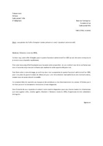 Modèle lettre pour accepter offre d’emploi d’assistant administratif CDD