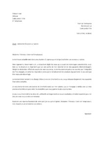 Lettre demande d’avance sur salaire raison dégât des eaux logement