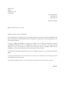 Lettre demande d’avance sur salaire retard remboursement frais professionnels