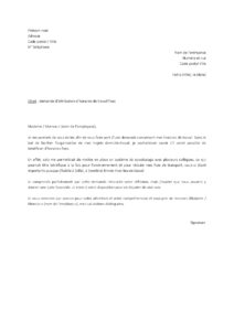 Lettre demande d'horaires travail fixes vue mettre place système covoiturage collègues