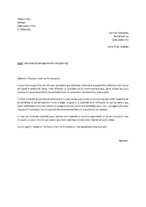 Lettre demande travail week-end bénéficier environnement plus calme productif