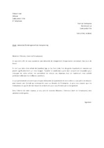Lettre demande travail week-end réduire frais garde enfant semaine