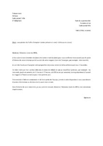 Lettre pour accepter une offre d'emploi d'hôtesse caisse supermarché temps partiel