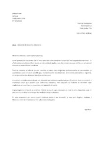 Lettre pour demander travailler dimanches pour rendez-vous médical
