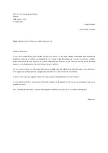 Lettre de plainte pour faux avis Google Review concernant plombier